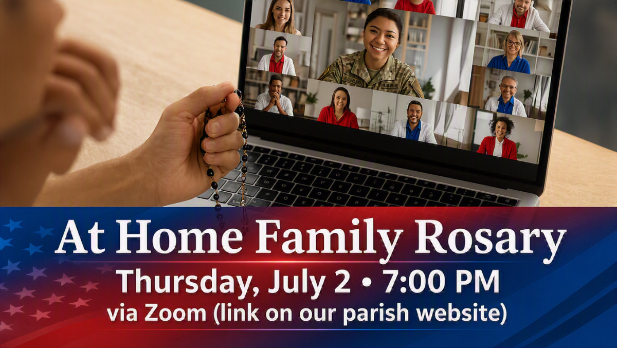 Together in prayer. One Nation Family Rosary July 2- 7:00pm - Zoom